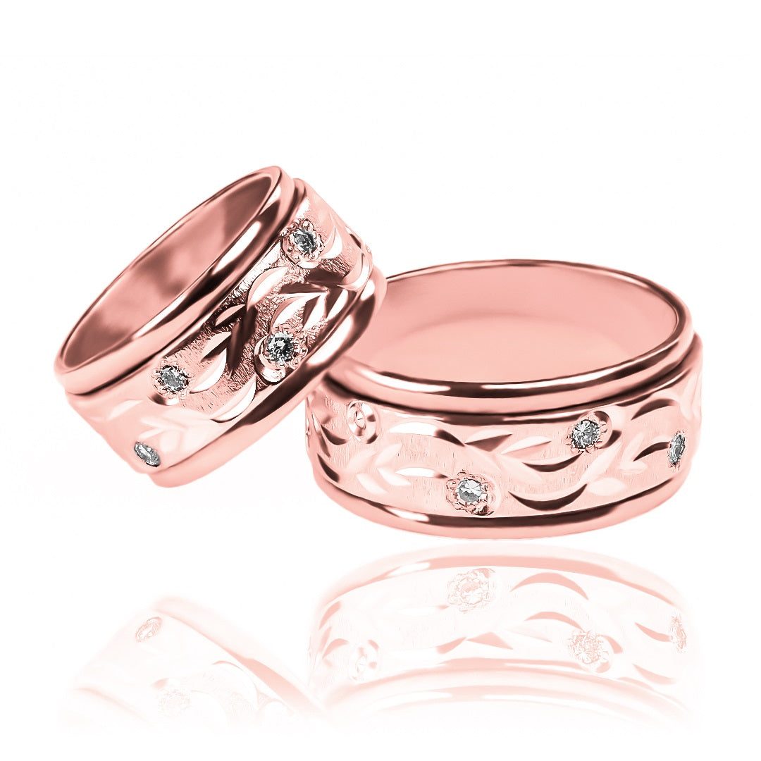 Argollas de matrimonio Amazonas Cristal XL, elaboradas en oro 18k de Joyería Caracas. Cada argolla viene con un certificado de autenticidad y garantía de por vida.