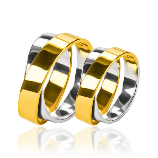 Argollas de matrimonio Amor Por Dos, fabricados en oro 18k de Joyería Caracas, cada argolla viene con un certificado de calidad y una garantía de por vida.