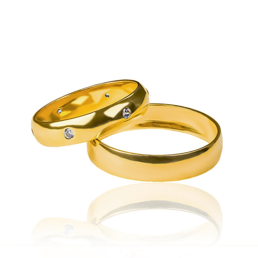 Argollas de matrimonio Classic II Cristal En Joyería Caracas, elaboradas en oro 18k por Joyería Caracas, viene con un certificado de calidad y garantía de por vida.