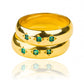 Argollas de matrimonio Classic Green Cristal, fabricado en oro 18k por Joyería Caracas, cada argolla cuenta con certificado de calidad y garantía para toda la vida.