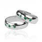 Argollas de matrimonio Classic Green Cristal, fabricado en oro 18k por Joyería Caracas, cada argolla cuenta con certificado de calidad y garantía para toda la vida.