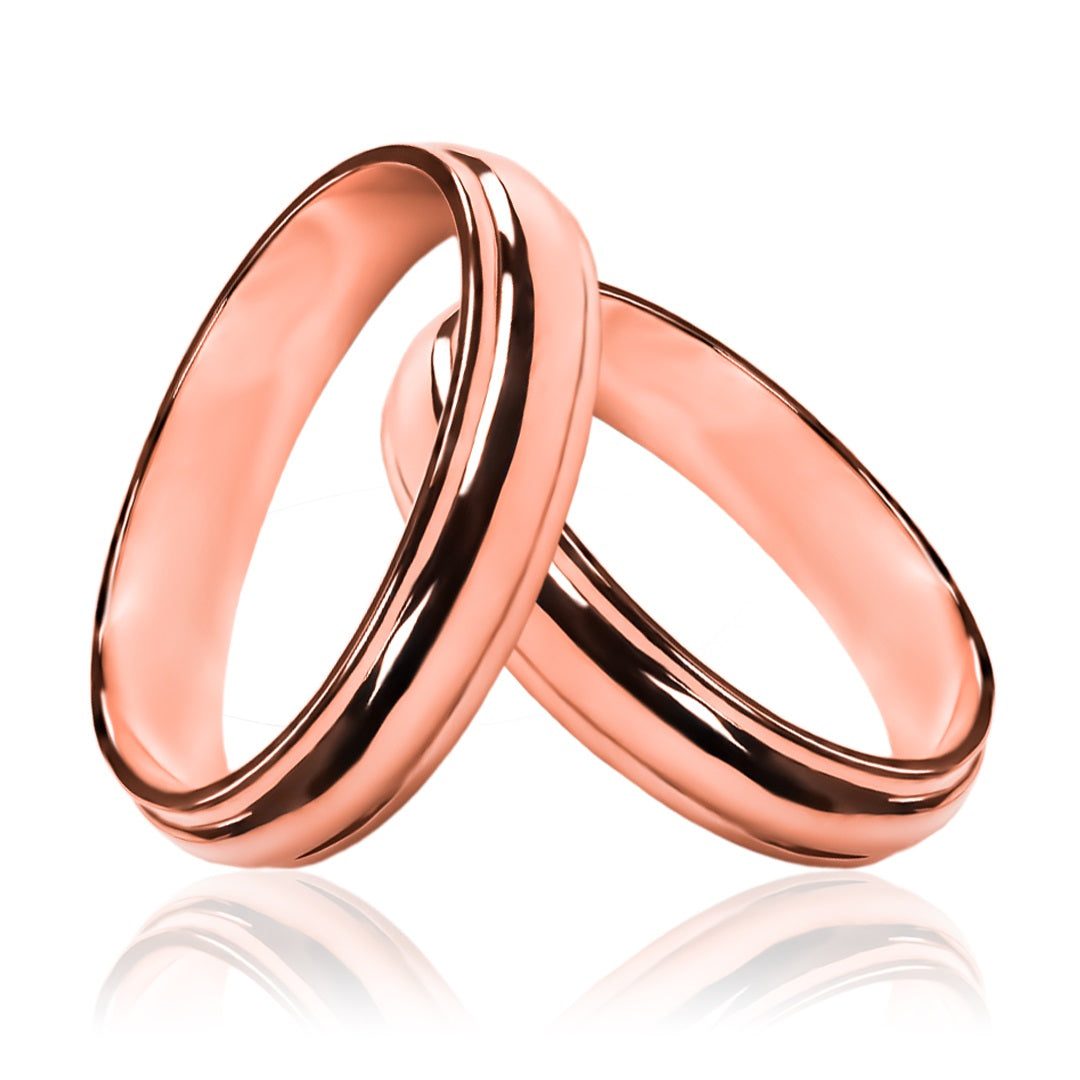 Argollas de matrimonio classic stair, fabricados en oro 18k de Joyería Caracas, cuentan con un certificado de calidad y garantía de por vida.