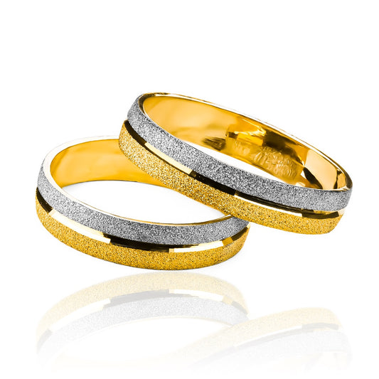 Argollas de matrimonio Dinasty, elaboradas en oro 18k por Joyería Caracas, cuentan con certificado de calidad y garantía de por vida.