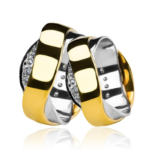 Argollas de matrimonio doble SS bicolor, fabricadas en oro 18k de Joyería Caracas, vienen con certificado de calidad y garantía de por vida.