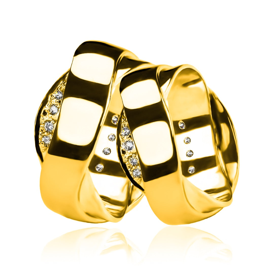 Argollas de matrimonio doble SS bicolor, fabricadas en oro 18k de Joyería Caracas, vienen con certificado de calidad y garantía de por vida.