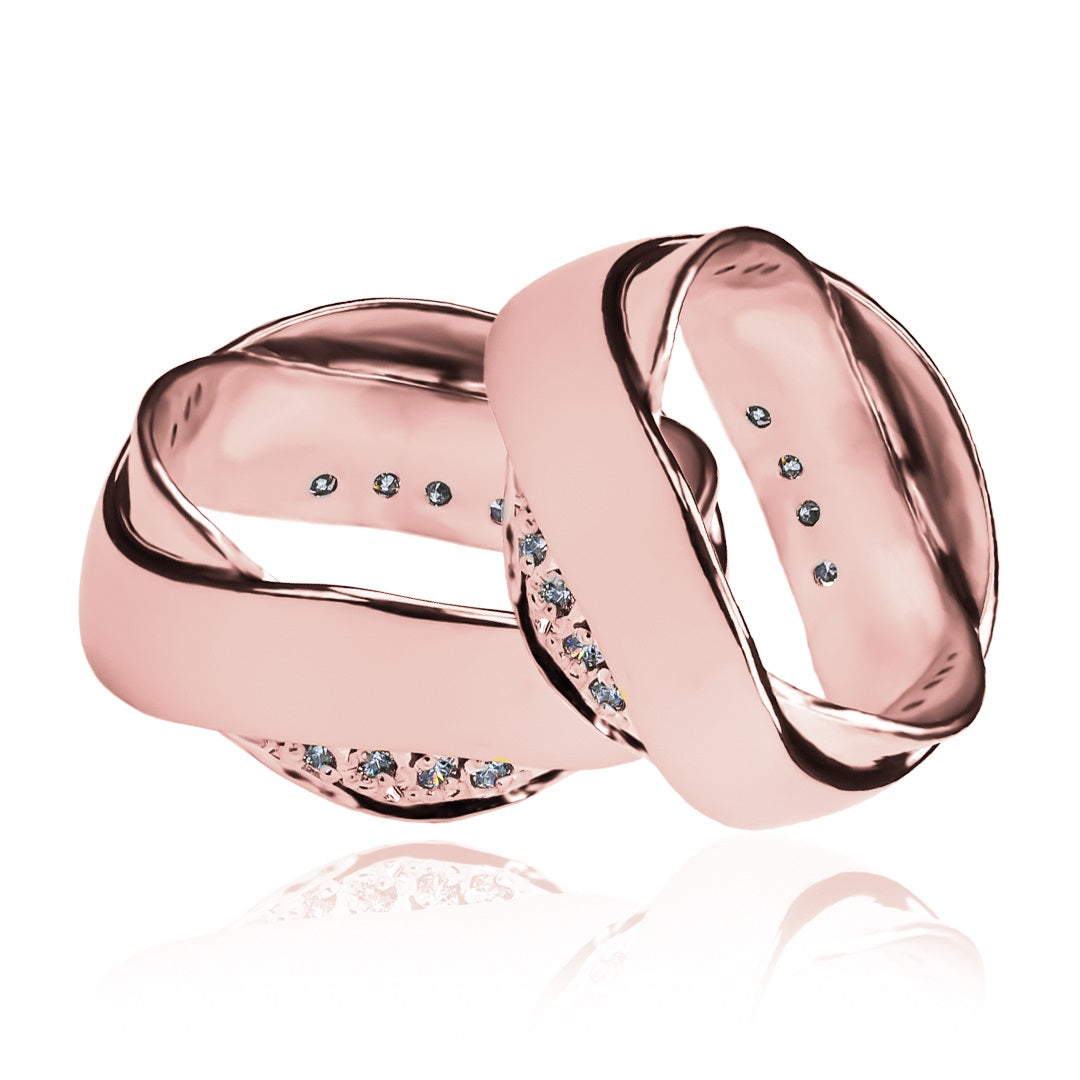 Argollas de matrimonio doble SS bicolor, fabricadas en oro 18k de Joyería Caracas, vienen con certificado de calidad y garantía de por vida.