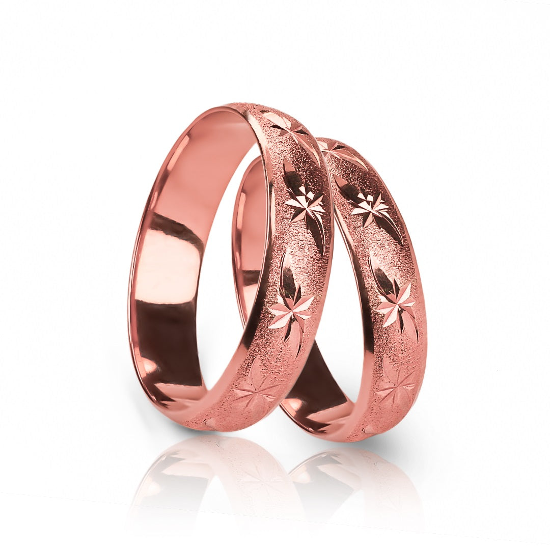 Argollas de matrimonio EseStar, elaboradas en oro 18k por Joyería Caracas, cuentan con un certificado de calidad y garantía de por vida.
