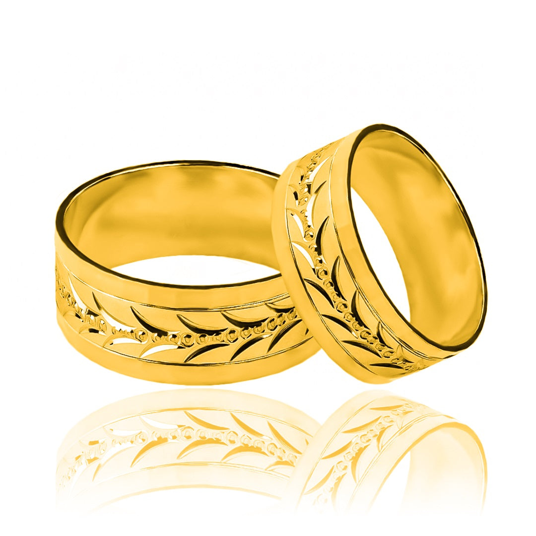 Argollas de matrimonio Espiga Torcida Bicolor XL, fabricadas en oro 18 quilates, cuentan con un certificado de calidad y garantía de por vida que garantiza su valor y durabilidad.