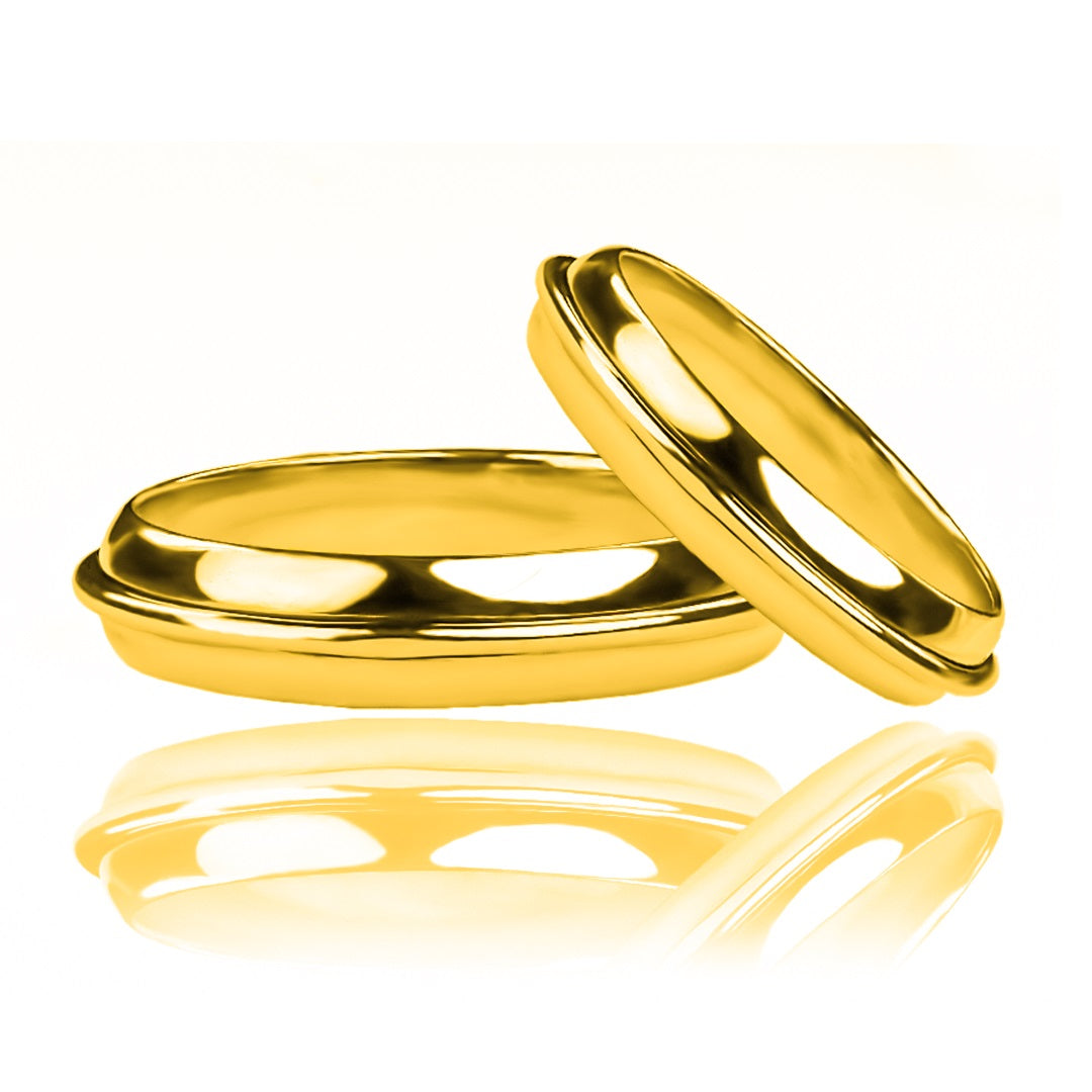 Argollas de matrimonio Floating Love, elaboradas en oro 18k por Joyería Caracas, cada una cuenta con certificado de calidad y garantía de por vida.