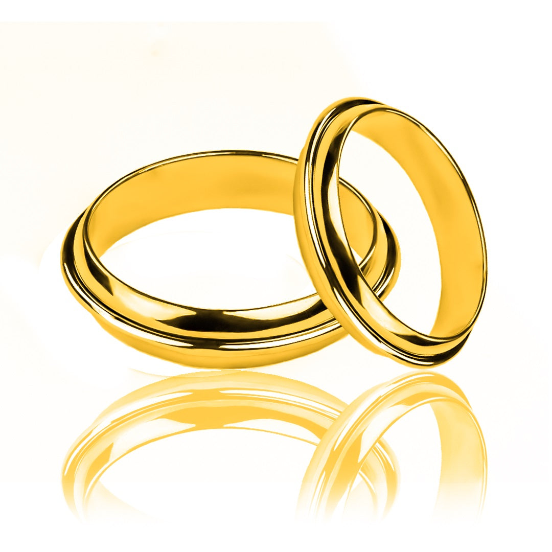 Argollas de matrimonio Floating Love, elaboradas en oro 18k por Joyería Caracas, cada una cuenta con certificado de calidad y garantía de por vida.