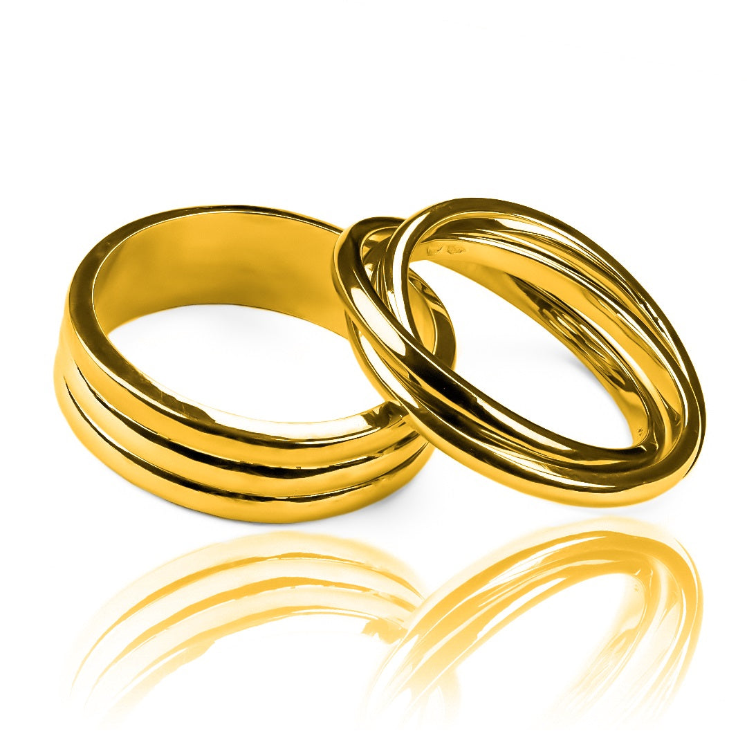 Argollas de matrimonio gemelas cartier + special line 3 oros, fabricadas en oro 18k de Joyería Caracas, cuentan con un certificado de calidad que garantiza su autenticidad y durabilidad de por vida.