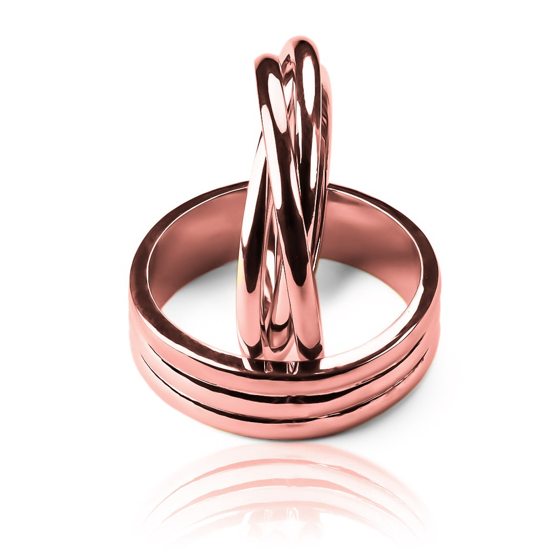 Argollas de matrimonio gemelas cartier + special line 3 oros, fabricadas en oro 18k de Joyería Caracas, cuentan con un certificado de calidad que garantiza su autenticidad y durabilidad de por vida.