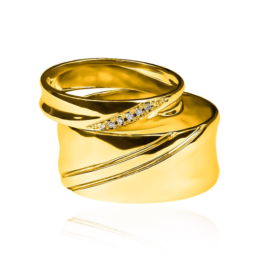 Argollas de matrimonio Glaciar, elaboradas en oro 18k por Joyería Caracas, cada argolla viene con un certificado de calidad y garantía de por vida.
