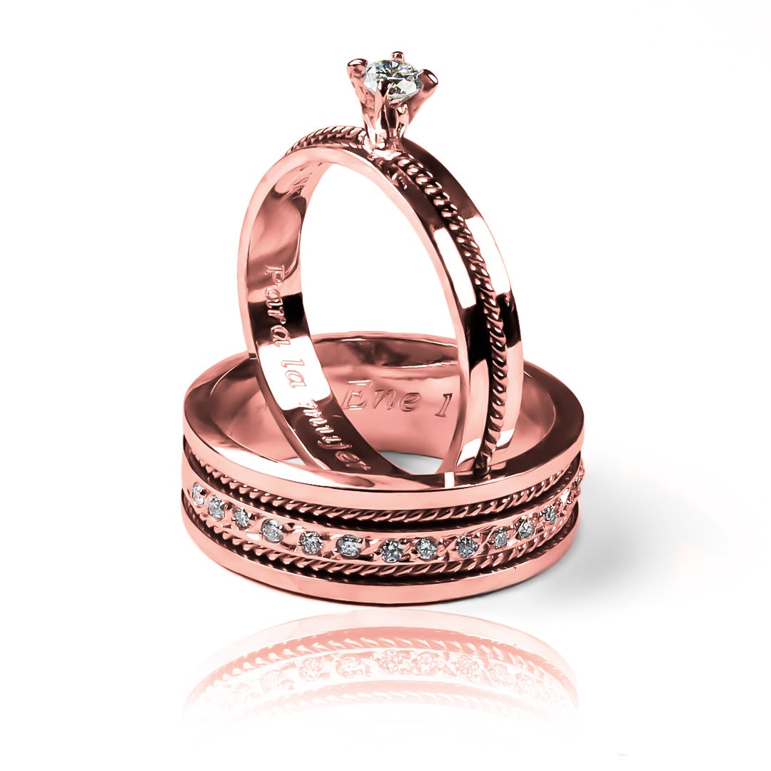 Argollas de matrimonio Junctus, fabricadas en oro 18k de Joyería Caracas, cada una cuenta con certificado de calidad y garantía para toda la vida.