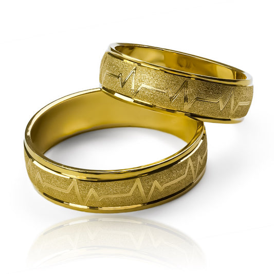 Argollas de matrimonio Latidos Mate, fabricados en oro 18k de Joyería Caracas, cada uno viene con un certificado de calidad que garantiza su autenticidad y durabilidad de por vida.