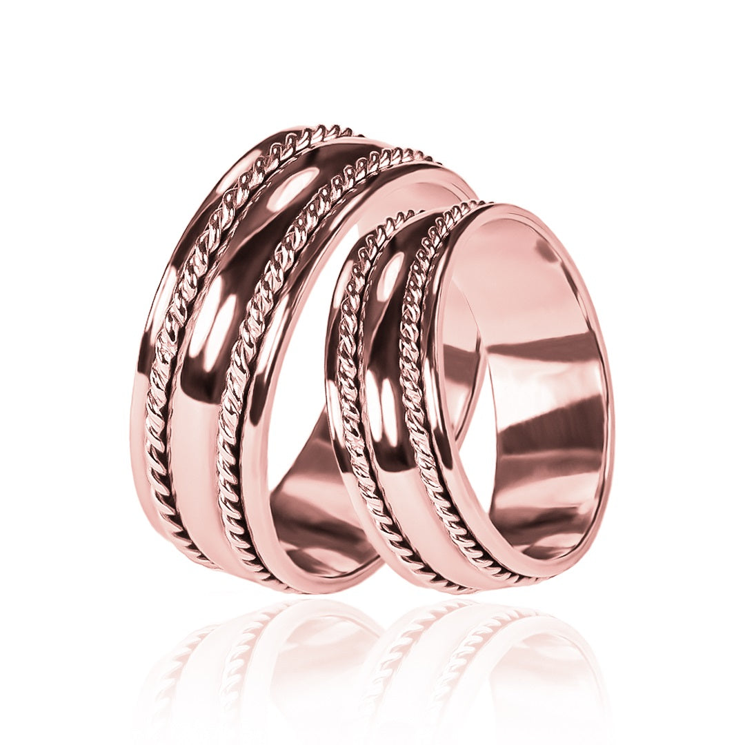 Argollas de matrimonio Lazo de Amor Bicolor, elaboradas en oro 18k de Joyería Caracas. Cada argolla viene acompañada de un certificado de autenticidad y garantía para toda la vida.
