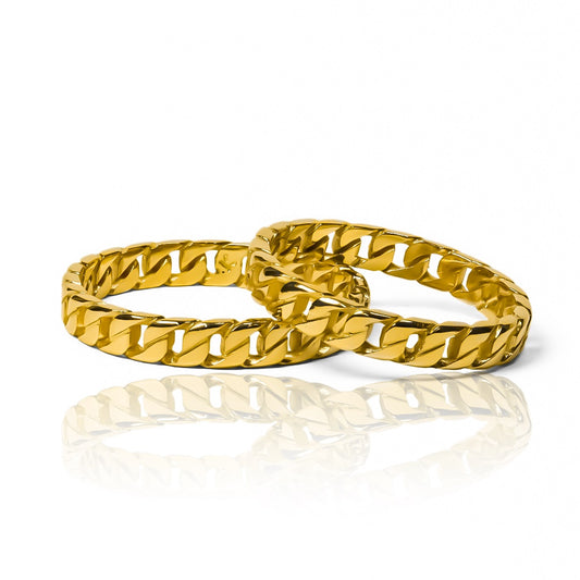 Argollas de matrimonio Love Chains, fabricadas en oro 18k por Joyería Caracas, viene con certificado de autenticidad y garantía de por vida.