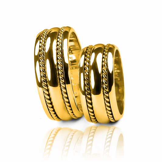 Argollas de matrimonio Love Cord, fabricadas en oro 18k de Joyería Caracas, cuentan con certificado de calidad y garantía para toda la vida.