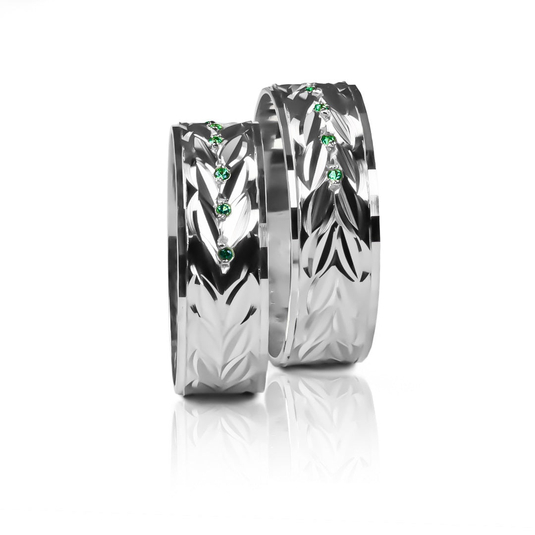 Argollas de matrimonio Love Forest, elaboradas en oro 18k por Joyería Caracas, cuentan con certificado de calidad y garantía de por vida.