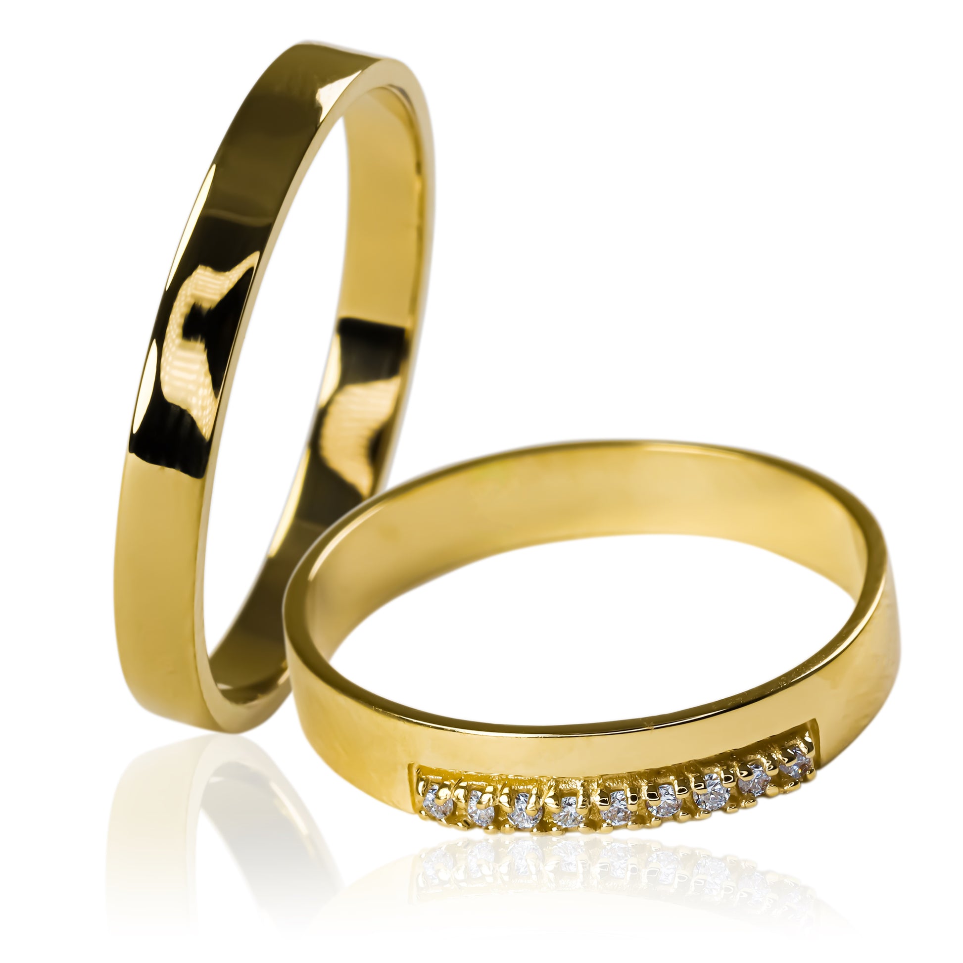 Argollas de matrimonio Match Love Cristal II, fabricadas en oro 18k de Joyería Caracas, cuentan con certificado de calidad y garantía de por vida.