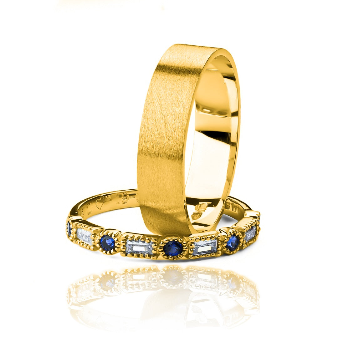 Argollas de matrimonio mate love, fabricadas en oro 18k de Joyería Caracas. Cada argolla cuenta con certificado de calidad y garantía.
