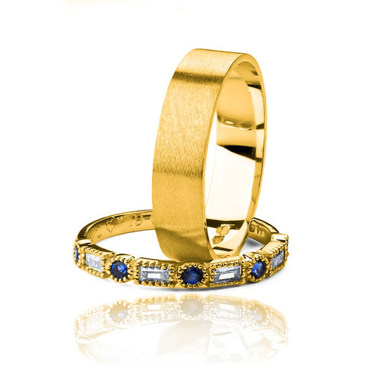 Argollas de matrimonio mate love, fabricadas en oro 18k de Joyería Caracas. Cada argolla cuenta con certificado de calidad y garantía.