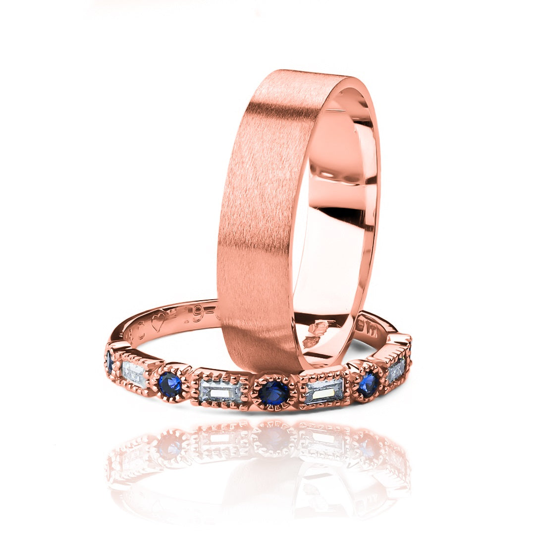Argollas de matrimonio mate love, fabricadas en oro 18k de Joyería Caracas. Cada argolla cuenta con certificado de calidad y garantía.