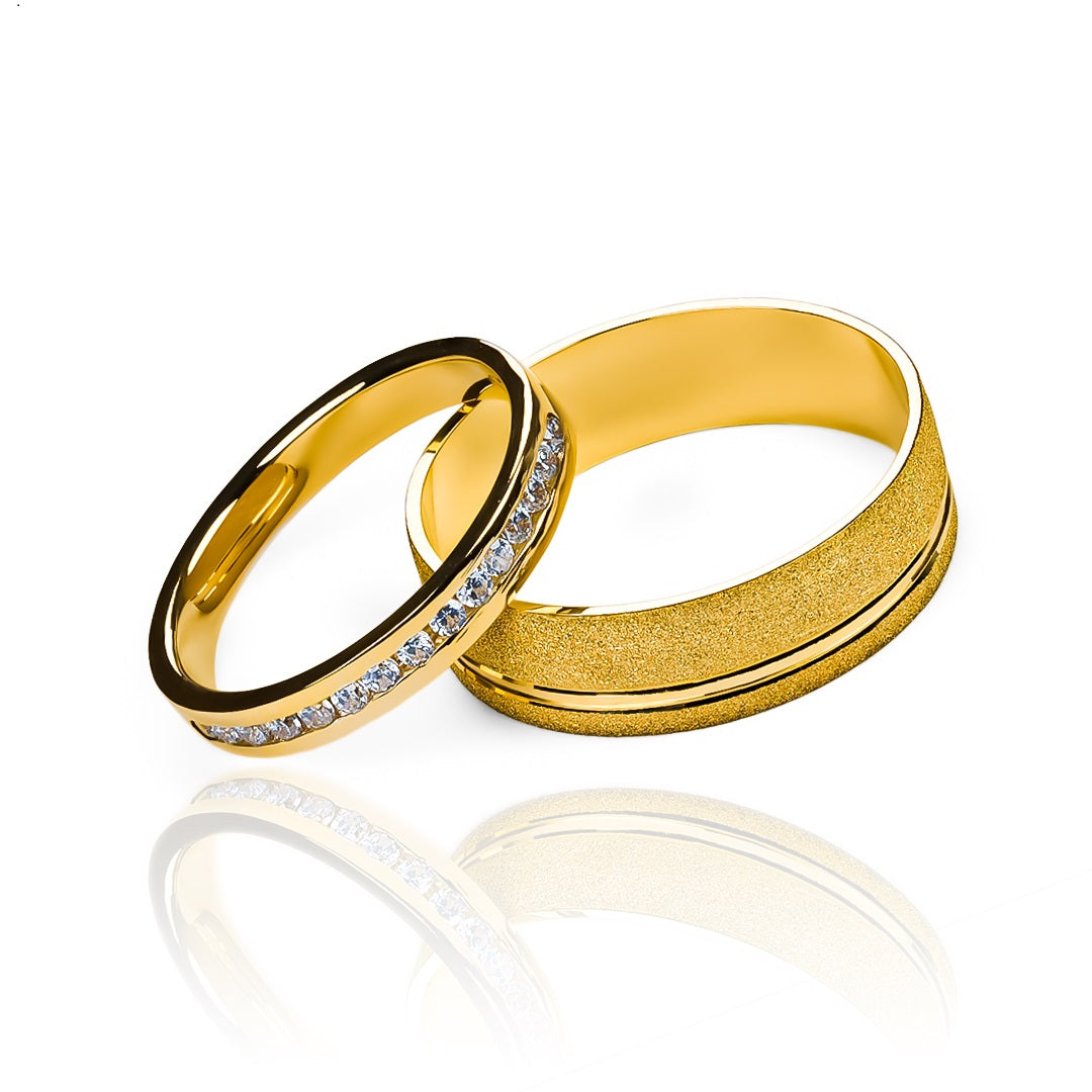 Argollas de matrimonio perfect sents II, fabricados en oro 18k de Joyería Caracas. Cada argolla viene con un certificado de calidad que garantiza su autenticidad para toda la vida.