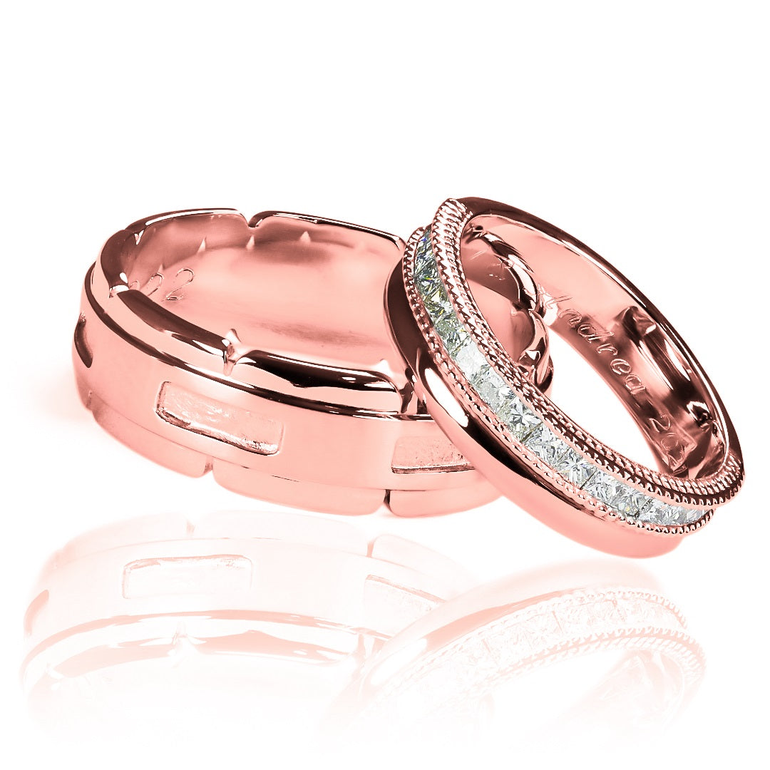 Argollas de matrimonio Princess Inlove, fabricadas en oro 18k de Joyería Caracas, cuentan con certificado de calidad y garantía para toda la vida.
