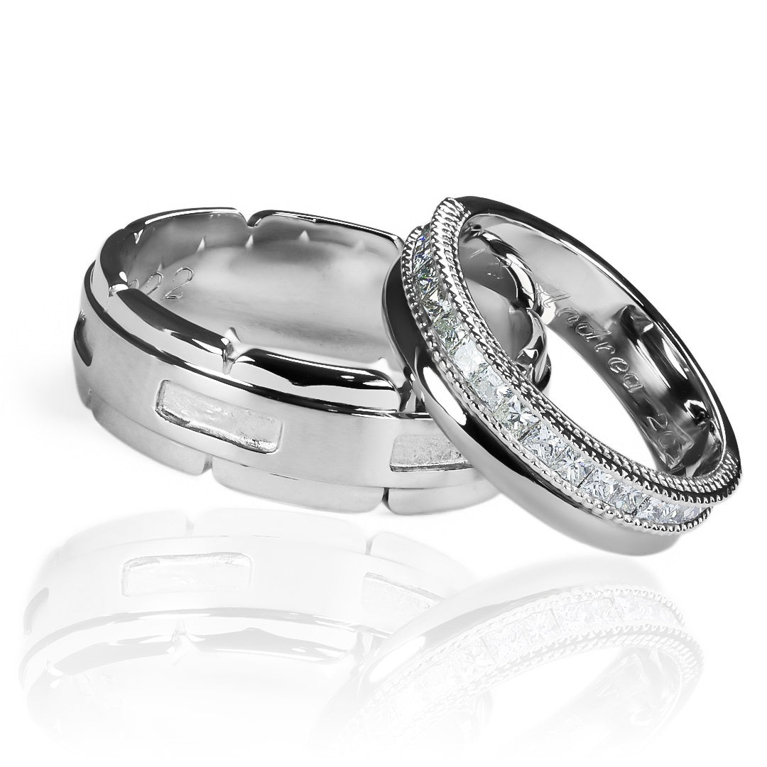 Argollas de matrimonio Princess Inlove, fabricadas en oro 18k de Joyería Caracas, cuentan con certificado de calidad y garantía para toda la vida.