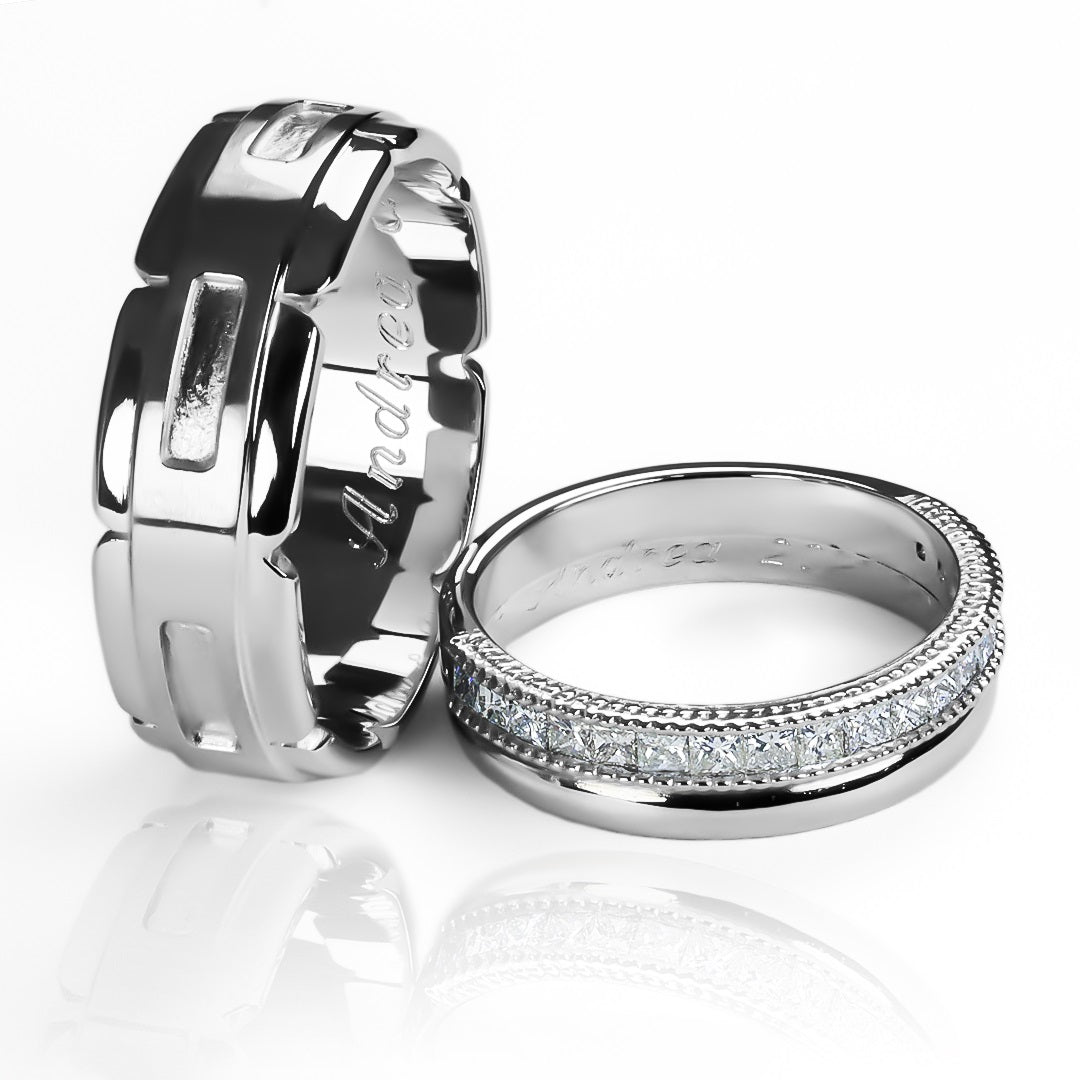 Argollas de matrimonio Princess Inlove, fabricadas en oro 18k de Joyería Caracas, cuentan con certificado de calidad y garantía para toda la vida.