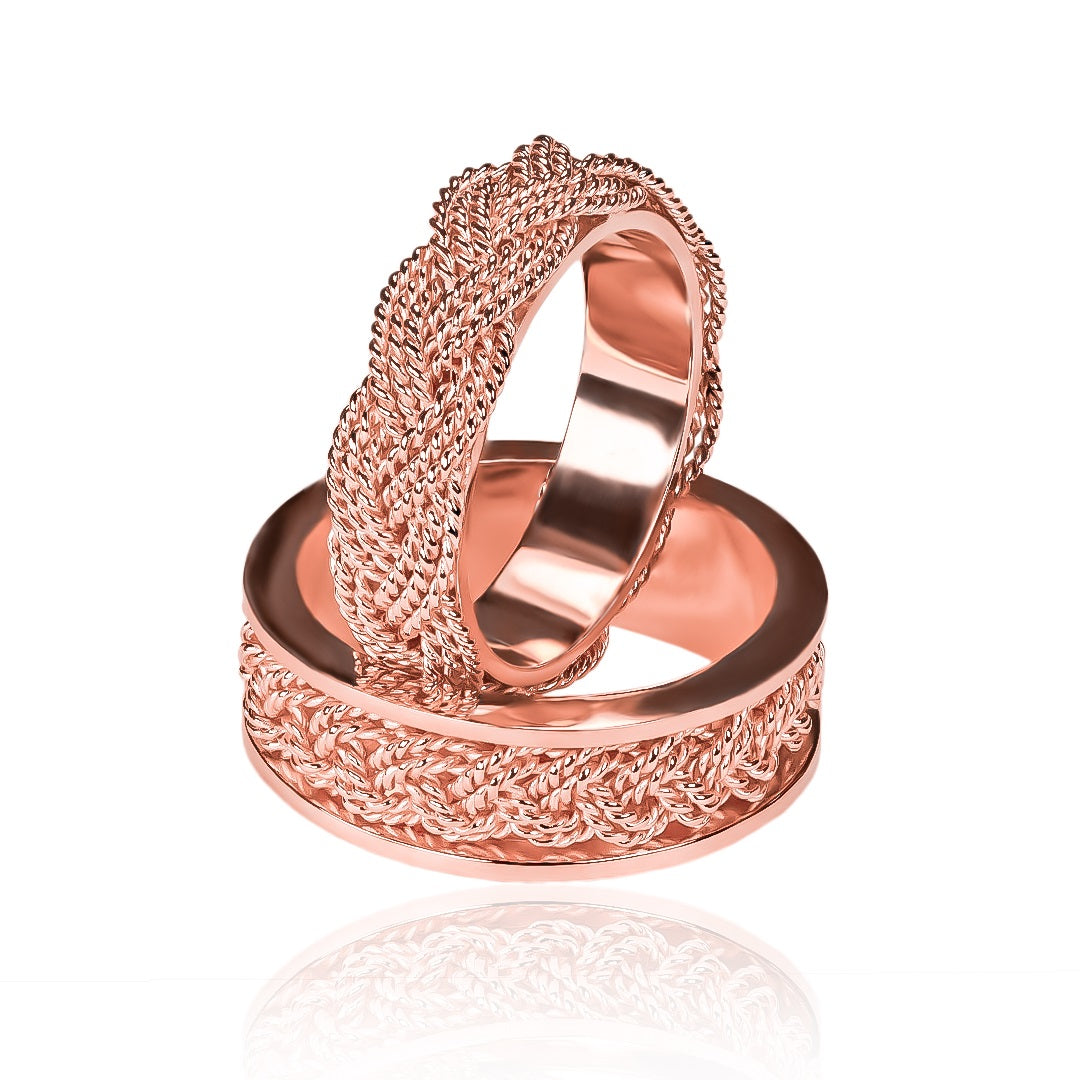 Argollas de matrimonio rapunzel inspired fabricados en oro 18k de Joyería Caracas, cuentan con un certificado de calidad y garantía para toda la vida.