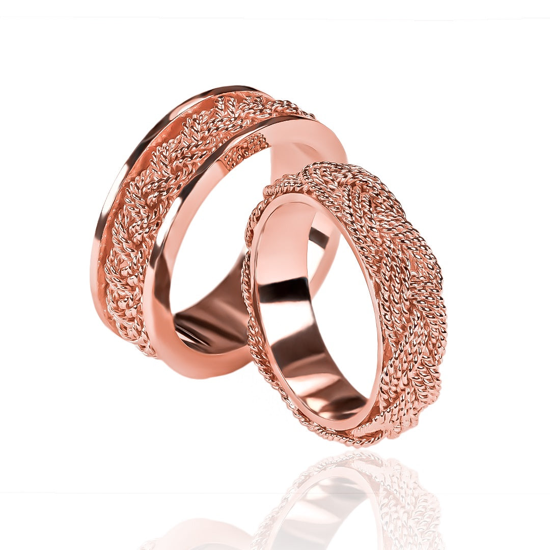 Argollas de matrimonio rapunzel inspired fabricados en oro 18k de Joyería Caracas, cuentan con un certificado de calidad y garantía para toda la vida.