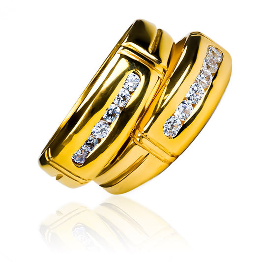 Argollas de matrimonio Rocío de la Mañana, elaboradas en oro 18k de Joyería Caracas, cada una viene con un certificado de calidad para garantizar su autenticidad.