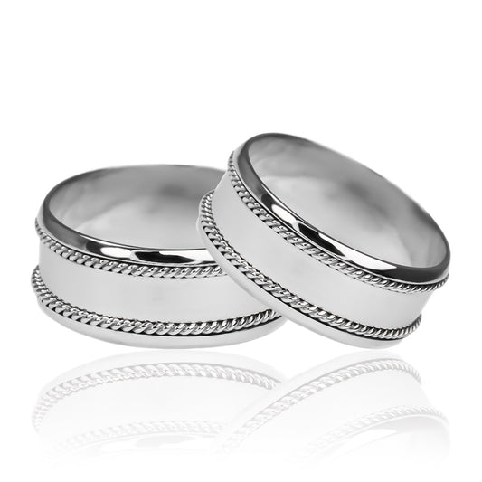 Argollas de matrimonio rope love, fabricadas en oro 18k de Joyería Caracas, cuenta con certificado de calidad y garantía para toda la vida.