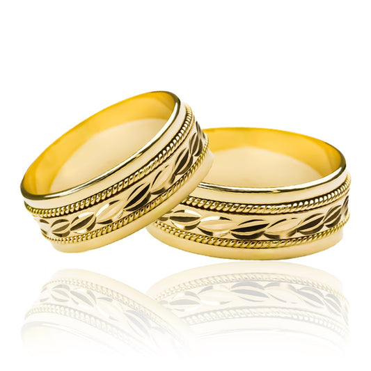 Argollas de matrimonio rope love facetada, fabricadas en oro de 18k de Joyería Caracas, Además, cada anillo viene con un certificado de calidad y garantía.
