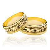 Argollas de matrimonio rope love facetada, fabricadas en oro de 18k de Joyería Caracas, Además, cada anillo viene con un certificado de calidad y garantía.