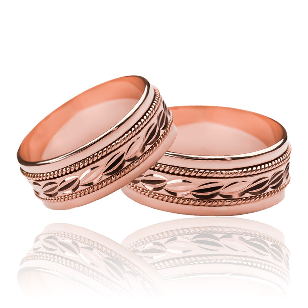 Argollas de matrimonio rope love facetada, fabricadas en oro de 18k de Joyería Caracas, Además, cada anillo viene con un certificado de calidad y garantía.