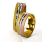 Argollas de matrimonio special line 3 oros, fabricadas en oro de 18 quilates de Joyería Caracas, cada una viene con un certificado de calidad y garantía de por vida.