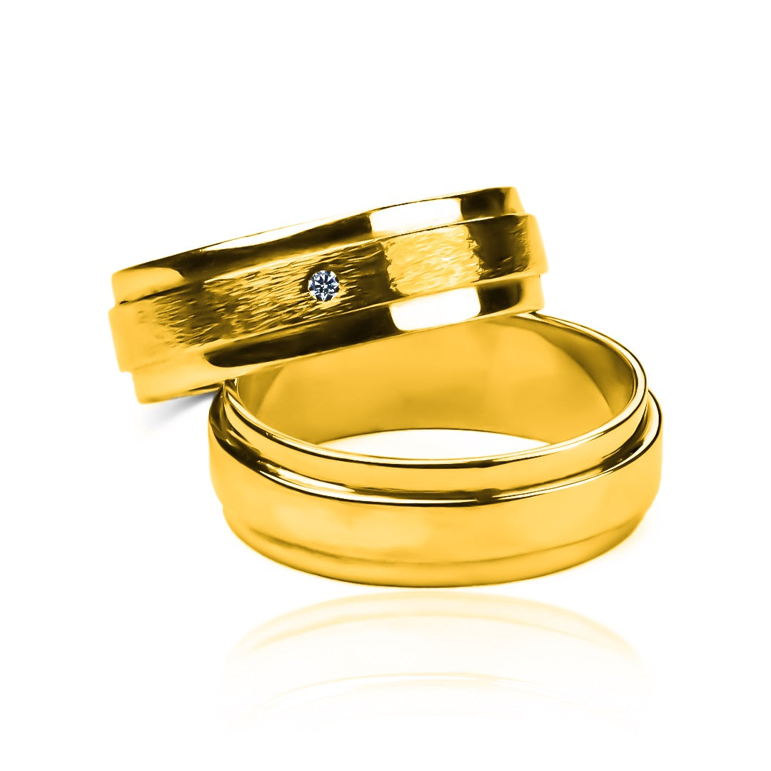 Argollas de matrimonio stair fabricadas en oro 18k de Joyería Caracas, viene con un certificado de calidad y garantía de por vida.