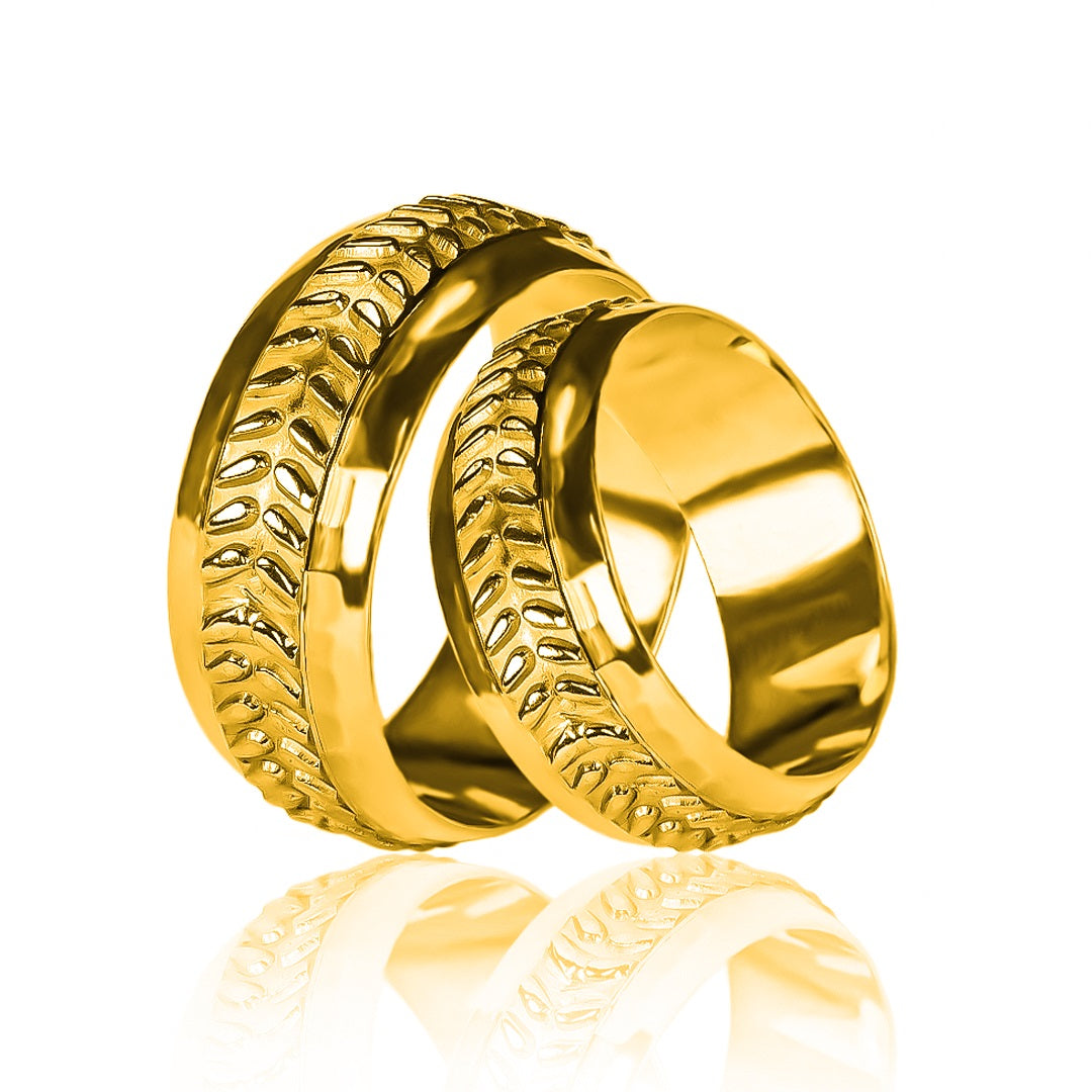 Argollas de matrimonio Thorn, elaborados en oro 18 quilates por Joyería Caracas, cuenta con un certificado de calidad y garantía para toda la vida.