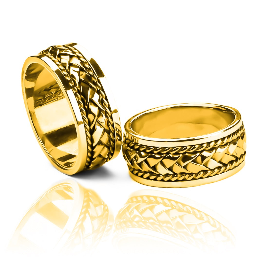 Argollas de matrimonio trenza clásica XL, elaboradas en oro 18k de Joyería Caracas, cuentan con certificado de calidad, lo que garantiza su autenticidad y durabilidad.