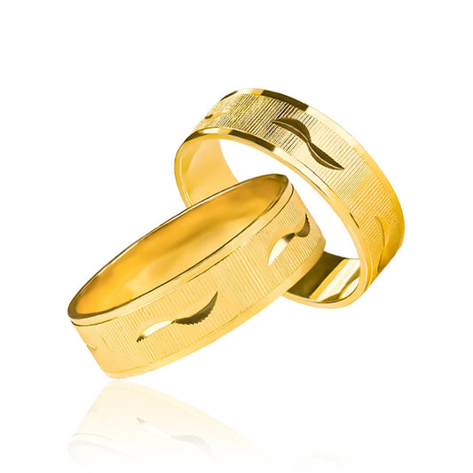 Argollas de matrimonio Wave Stripe, elaboradas en oro de 18 quilates, cada argolla viene con un certificado de autenticidad y garantía de por vida.