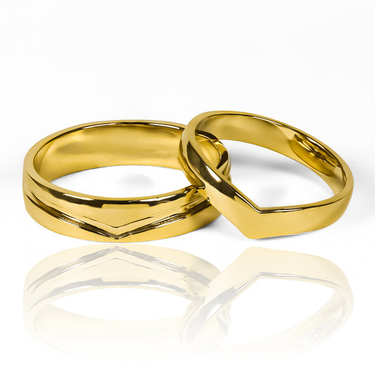 Argollas de matrimonio Wave on point fabricadas en oro 18k de Joyería Caracas, cuentan con certificado de calidad y garantía para toda la vida.