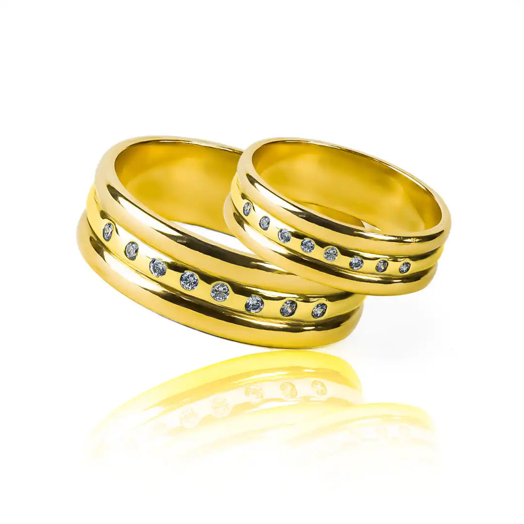 Argolla de matrimonio Dynasty II en oro 18K de Joyería Caracas, certificado por calidad y respaldado por nuestra garantía de por vida.
