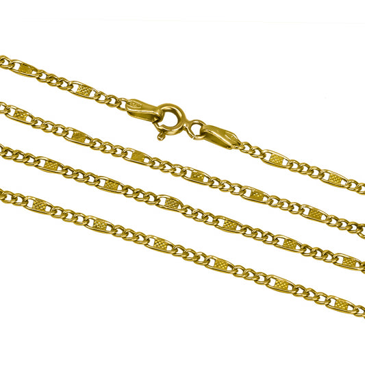 Cadena Cubana 3x1 diamantada de la Joyería Caracas. Hecha de oro de 18, cuenta con garantía de por vida. 