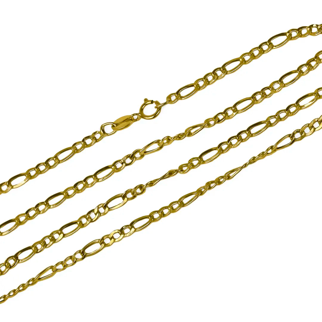 Cadena Cubana 3x1 45 es una adición elegante y duradera a tu colección de Joyería Caracas. Hecha de oro de 18k, cuenta con garantía de por vida. 