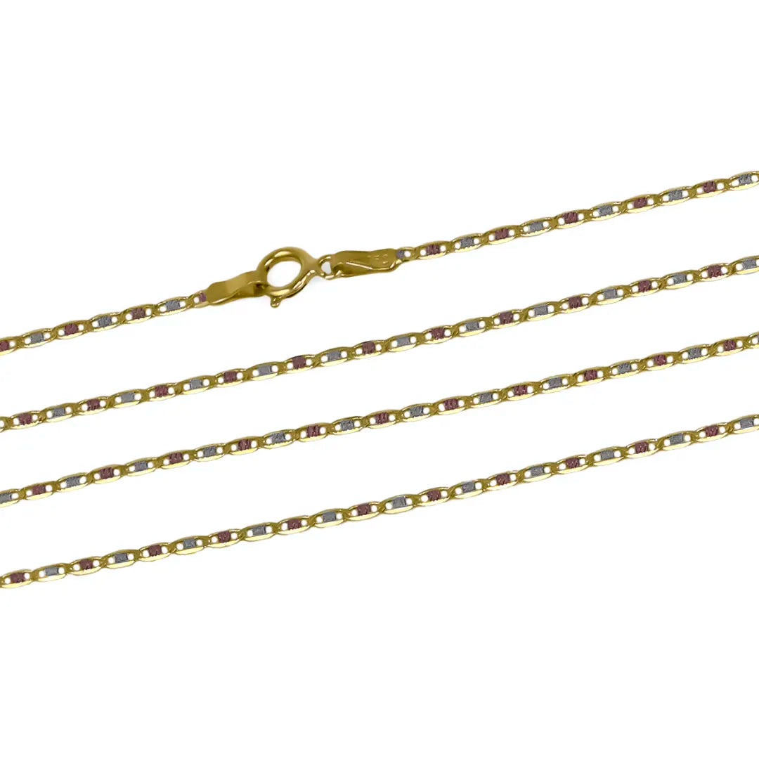 Cadena Escalera 3 oros E45, un impresionante collar de oro de 18k de la prestigiosa Joyería Caracas. Cuenta con garantía de por vida. 