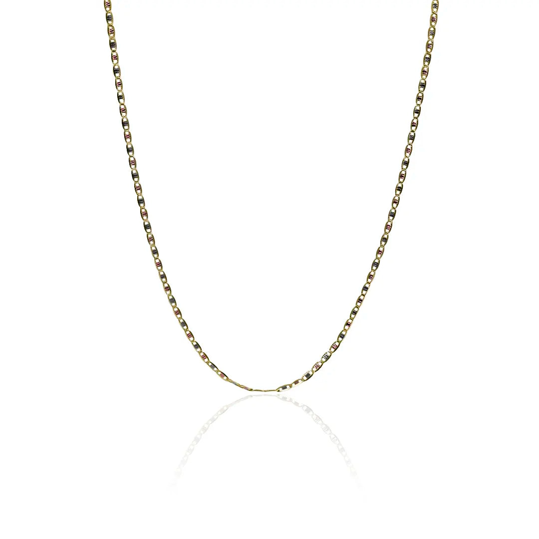 Cadena Escalera 3 oros E50 de Joyería Caracas. Hecha con oro 18k, esta cadena añadirá brillo y sofisticación a cualquier atuendo. Cuenta con garantía de por vida. 