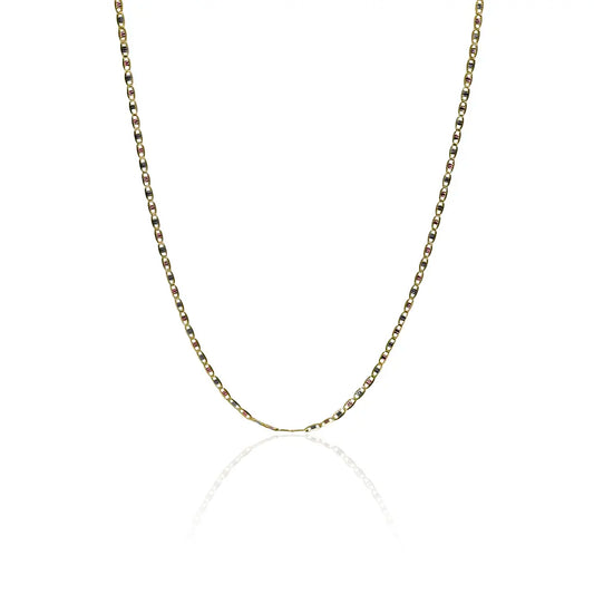 Cadena Escalera 3 oros E50 de Joyería Caracas. Hecha con oro 18k, esta cadena añadirá brillo y sofisticación a cualquier atuendo. Cuenta con garantía de por vida. 